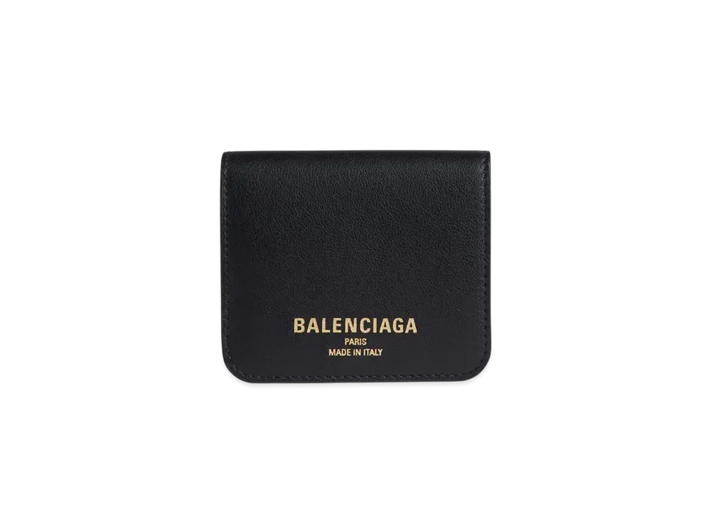 BALENCIAGA Cash 2.0 Flap Coin and Card Holder "Black"