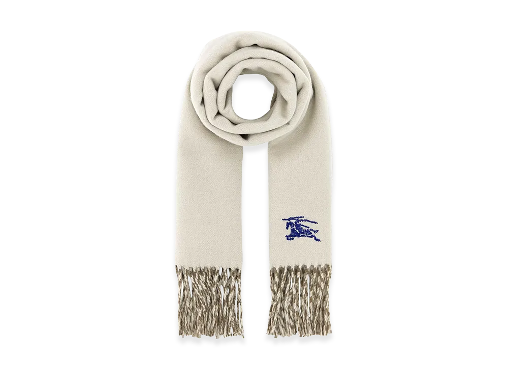 Burberry Ivory Cashmere Reversible Scarf "White"