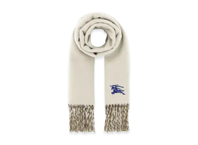 Burberry Ivory Cashmere Reversible Scarf "White"