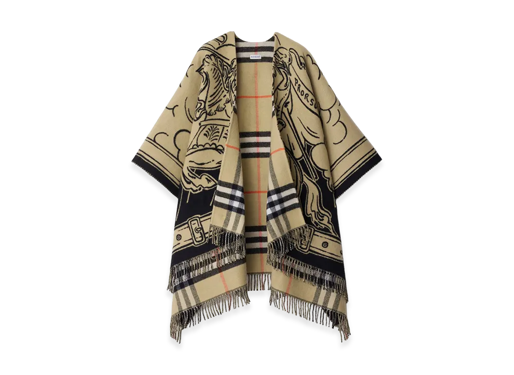 Burberry Women's Stormy Night Wool Cape "Sand"