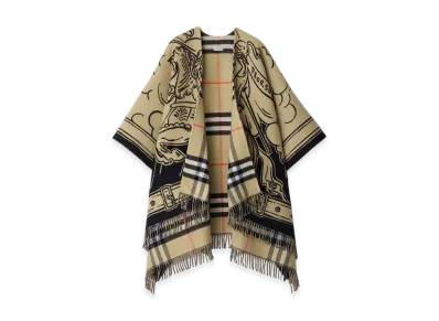 Burberry Women's Stormy Night Wool Cape "Sand"