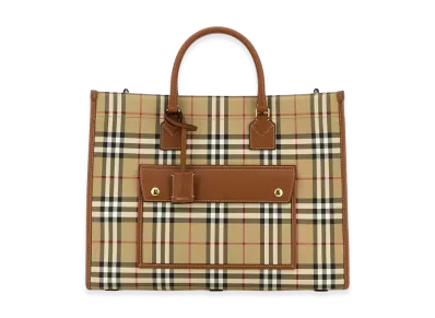 Burberry Women's Printed Canvas Medium Freya Shopping Bag "Beige"