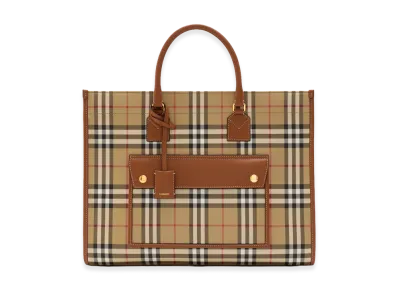 Burberry Women's Medium Freya Tote "Vintage Check/Briar Brown"