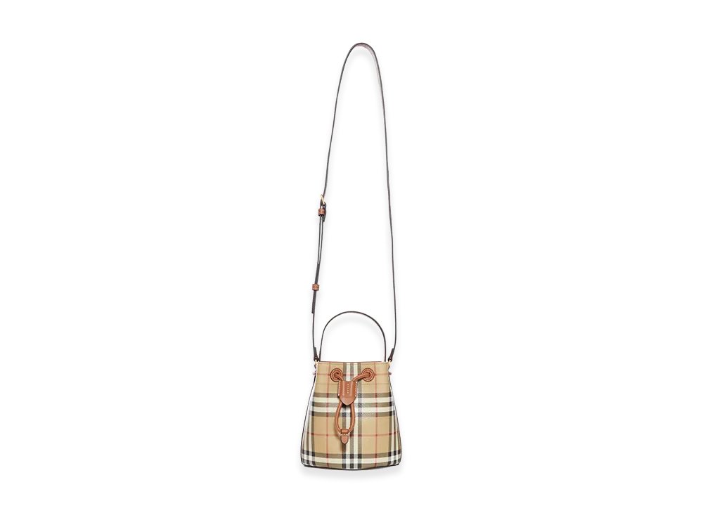 Burberry Women's Check Mini Bucket Bag "Beige"