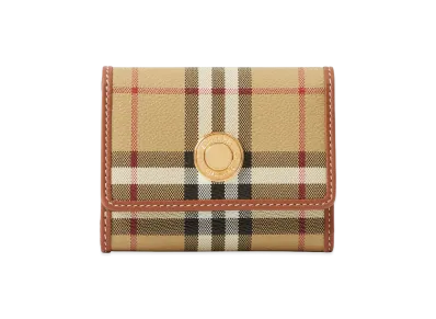Burberry Women's Small Check Folding Wallet "Archive Beige/Briar Brown"