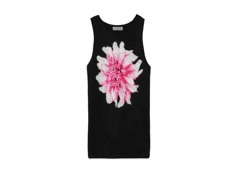 Yohji Yamamoto Pour Homme 7G FLOWER KNIT VEST FLORAL TANK TOP "Pink"