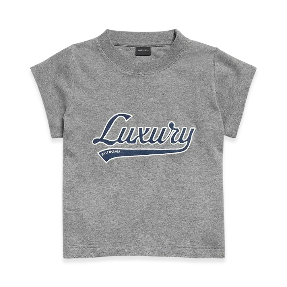 BALENCIAGA Luxury Script Shrunk T-shirt "Dark Heather Grey/Blue"