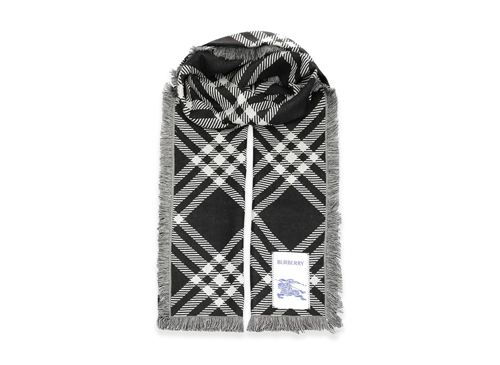 Burberry Wide Silk And Wool Scarf "Checked"