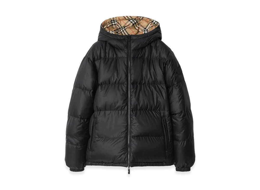 Burberry Reversible Check Hooded Down Jacket "Sand Beige"