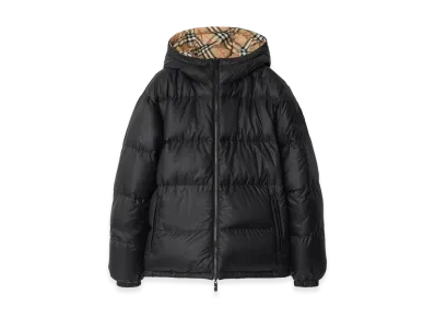 Burberry Reversible Check Hooded Down Jacket "Sand Beige"