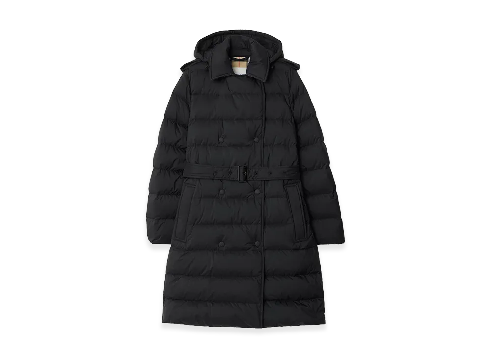 Burberry Women's Mid-length Nylon Hooded Down Coat "Black"