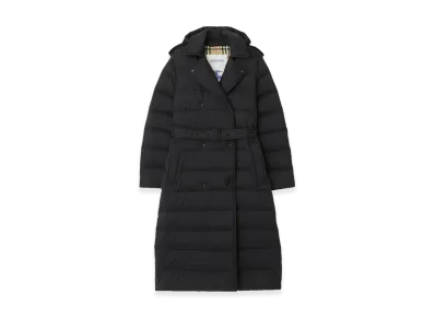 Burberry Women's Long Nylon Hooded Down Coat "Black"