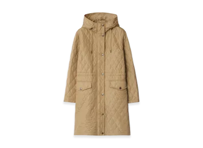 Burberry Women's Quilted Nylon Hooded Coat "Flax Beige"