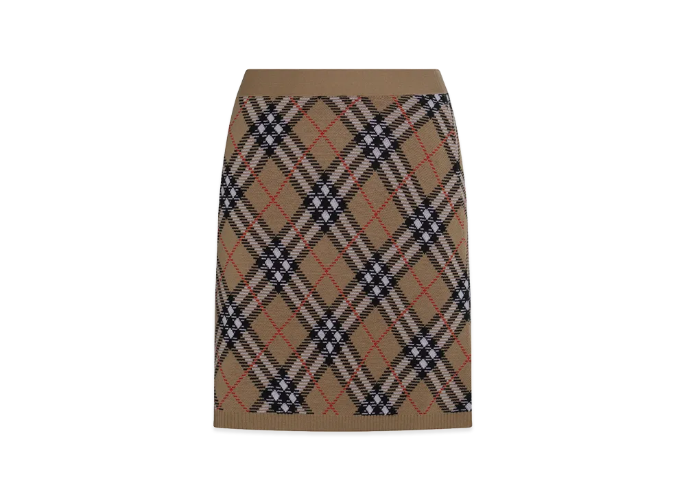 Burberry Women's Embroidered Wool Blend Mini Skirt "Beige"
