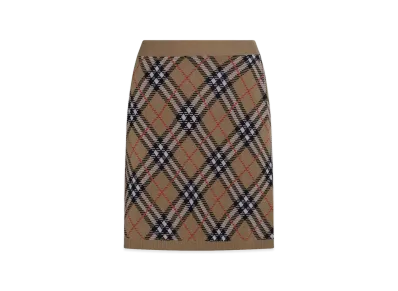 Burberry Women's Embroidered Wool Blend Mini Skirt "Beige"
