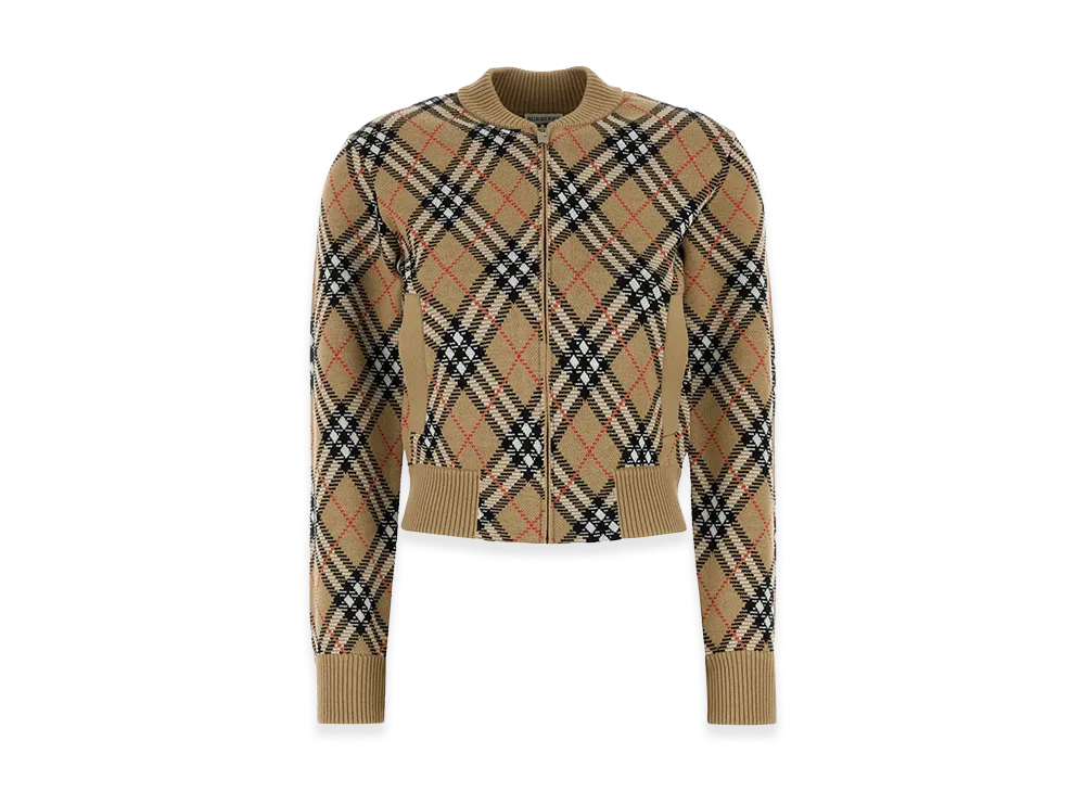 Burberry Women's Embroidered Wool Blend Cardigan "Checked"