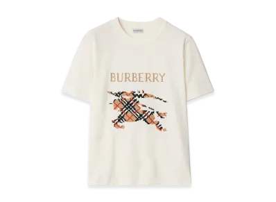 Burberry Women's Cross Stitch EKD Cotton Tee "Chalk"