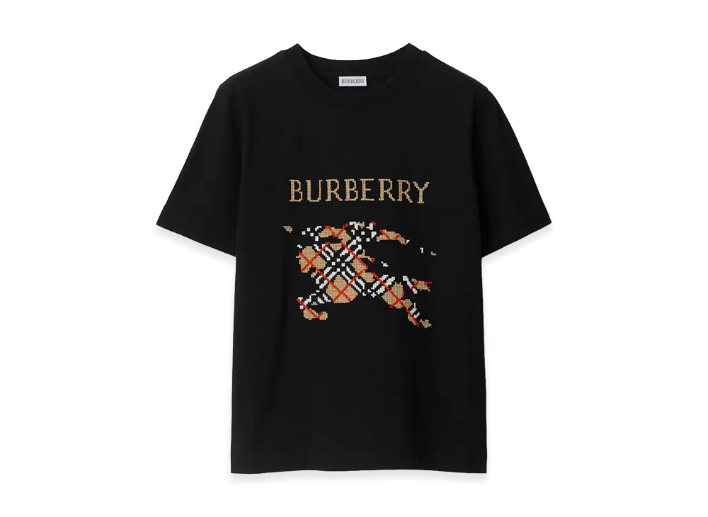 Burberry Women's Cross Stitch EKD Cotton Tee "Black"