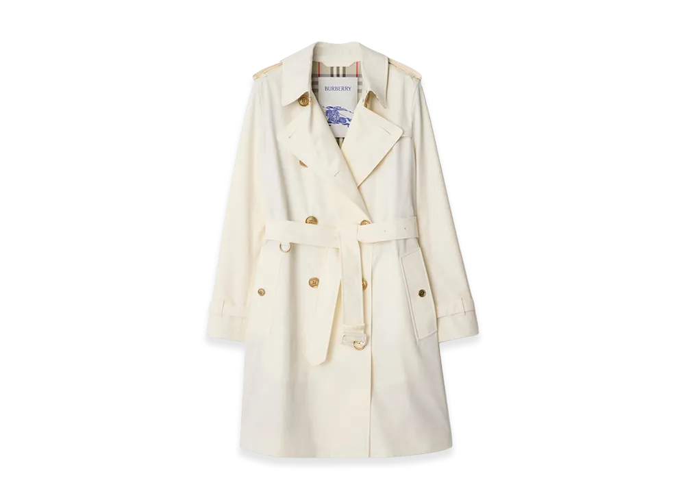 Burberry Women's Mid-length Gabardine Kensington Trench Coat "Cotton"