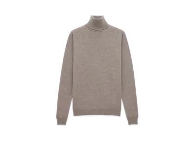 Saint Laurent Women's Turtleneck Sweater in Cashmere "Taupe"