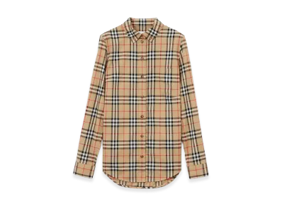 Burberry Women's Check Stretch Cotton Shirt "Archive Beige"