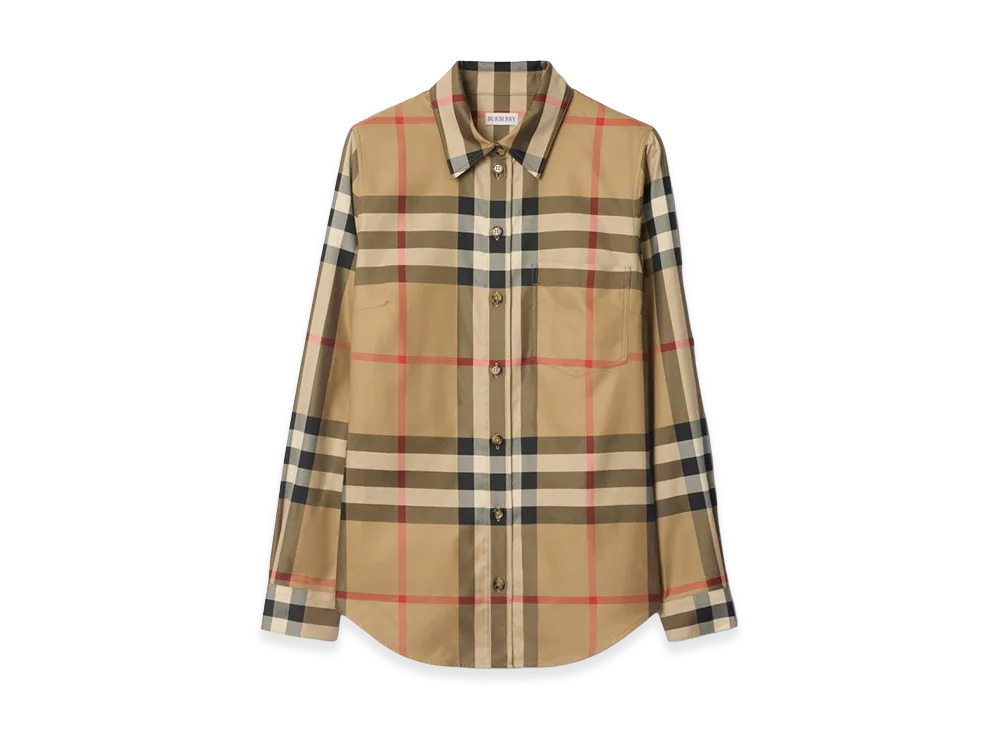 Burberry Women's Slim Fit Check Cotton Shirt "Archive Beige"