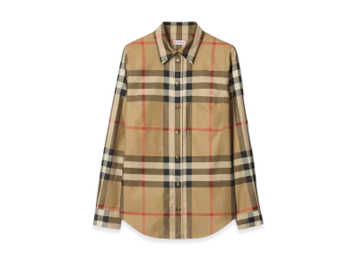 Burberry Women's Slim Fit Check Cotton Shirt "Archive Beige"