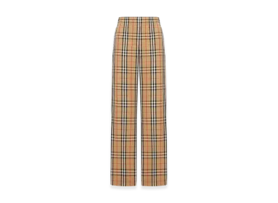 Burberry Women's Check Cotton Trousers "Beige"