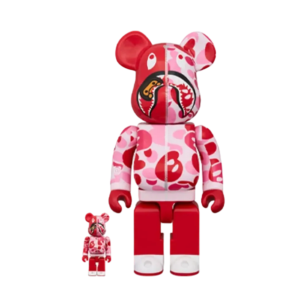 MEDICOM TOY "BEARBRICK" -BAPE- BABY MILO CAMO SHARK PINK 100% & 400%