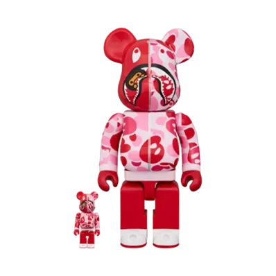 MEDICOM TOY "BEARBRICK" -BAPE- BABY MILO CAMO SHARK PINK 100% & 400%