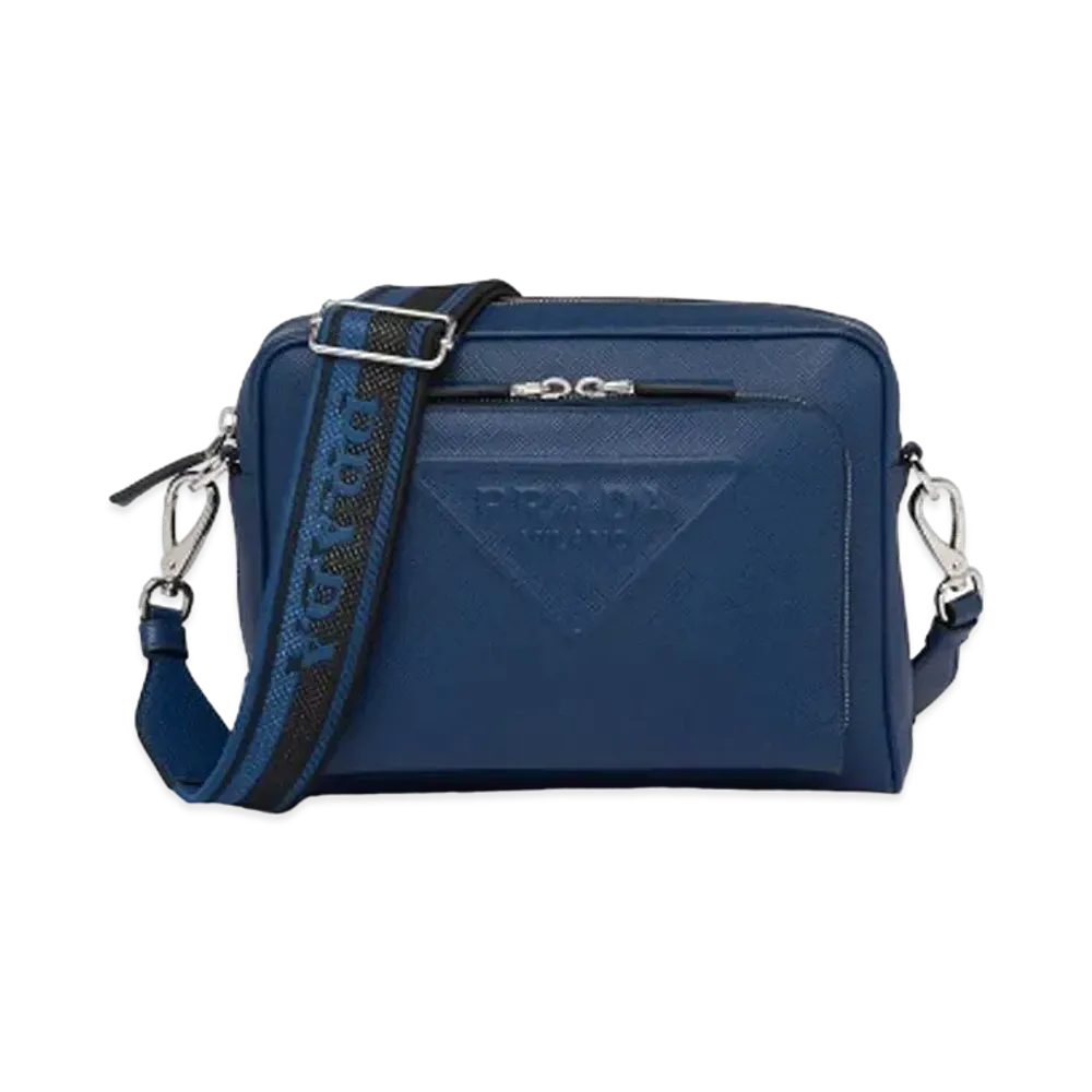 PRADA Saffiano Leather Shoulder Bag "Blue"