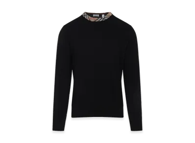 Burberry Wool Pullover With Check Finishes "Black"