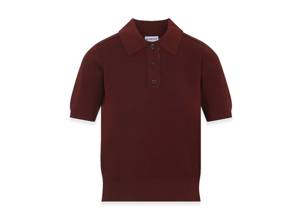 Burberry Women's Lightweight Wool Polo Shirt "Bordeaux"