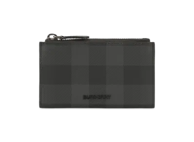 Burberry Check Zip Card Case "Charcoal"