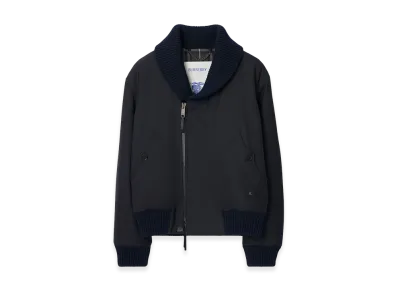 Burberry Wool Blend Bomber Jacket "Navy"
