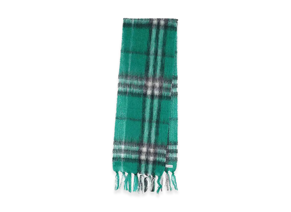 Burberry Cashmere Scarf "Check" "Green"
