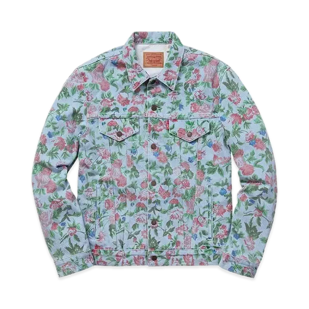 Supreme x Levi's Custom Fit Roses Trucker Jacket "Blue"