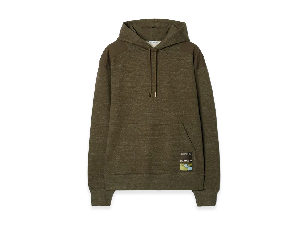 Burberry Landscape Label Cotton Hoodie "Thorn Green Melange"