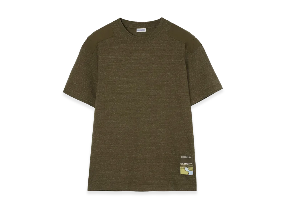 Burberry Landscape Label Cotton Tee "Thorn Green Melange"