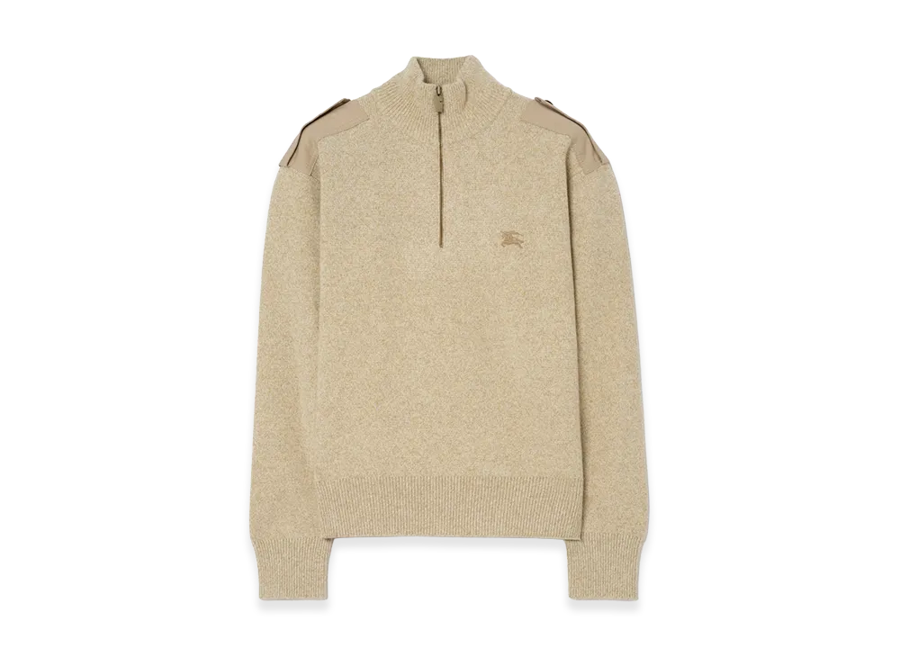 Burberry Wool Cashmere Half-zip Sweater "Hamper Beige"
