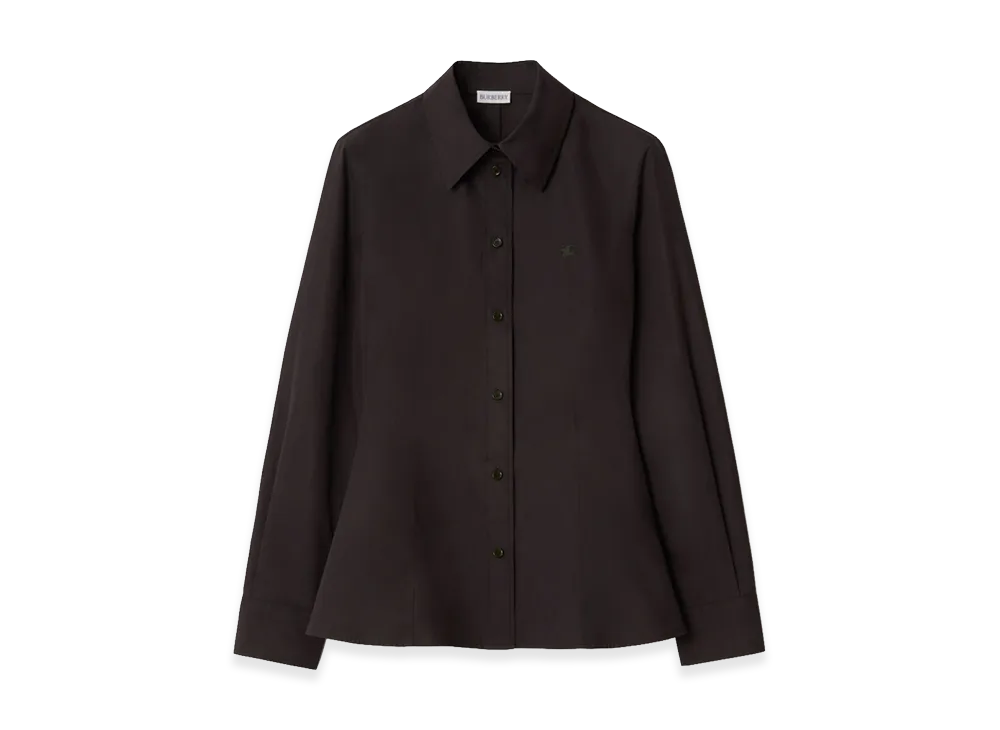 Burberry Women's Slim Fit Cotton Poplin Shirt "Bark Brown"