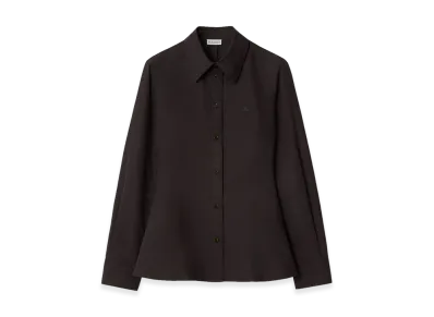 Burberry Women's Slim Fit Cotton Poplin Shirt "Bark Brown"