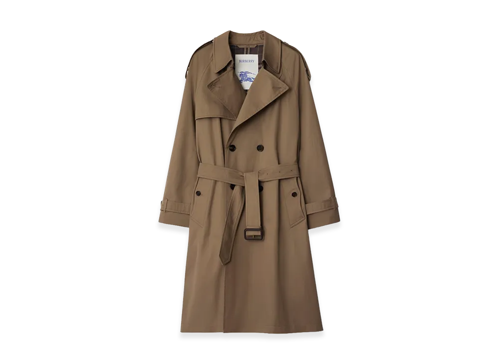 Burberry Long Gabardine Chestwood Trench Coat "Clay Brown"