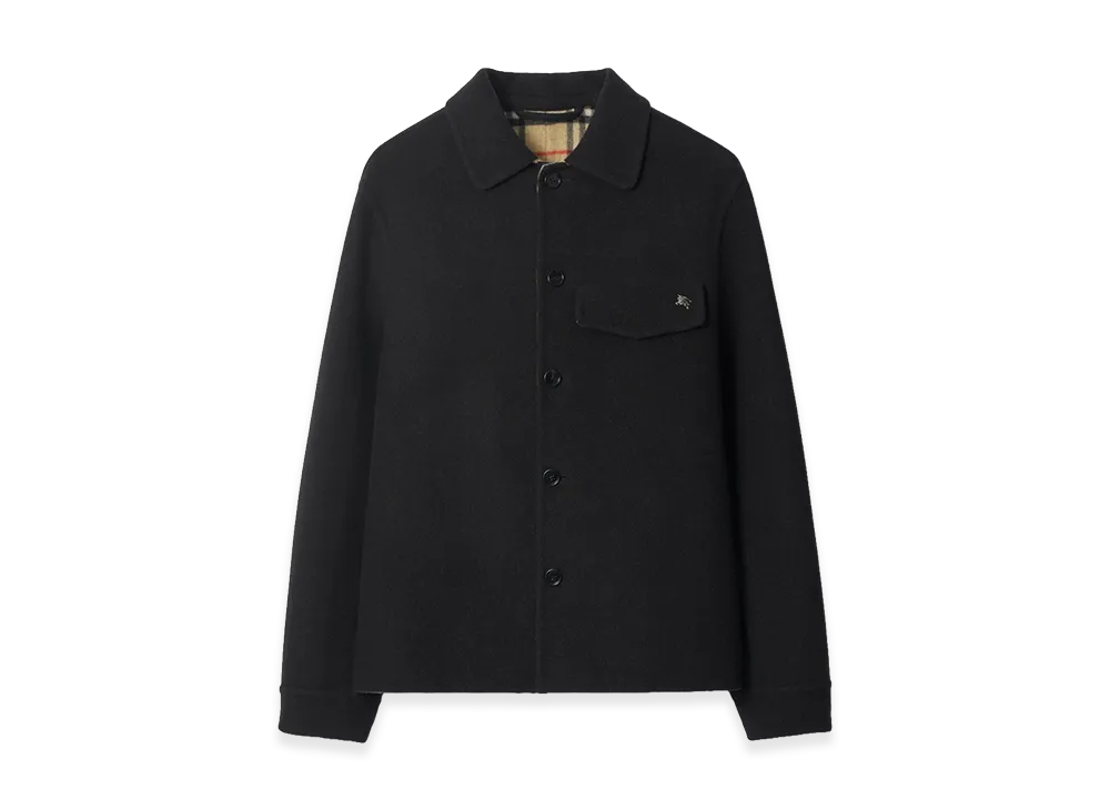 Burberry Wool Overshirt "Black/Sand Beige"