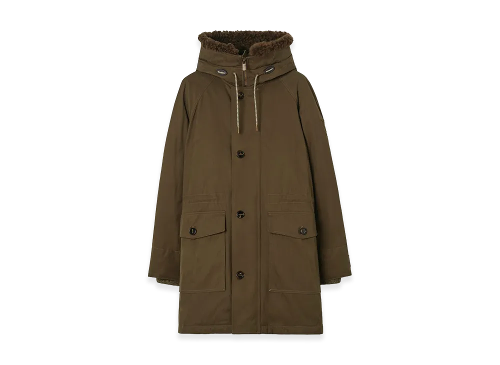 Burberry Shearling Trim Gabardine Parka "Juniper Green"