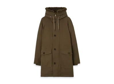 Burberry Shearling Trim Gabardine Parka "Juniper Green"