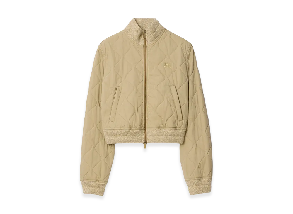 Burberry Women's Quilted Gabardine Bomber Jacket "Dune Beige"