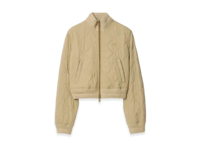 Burberry Women's Quilted Gabardine Bomber Jacket "Dune Beige"