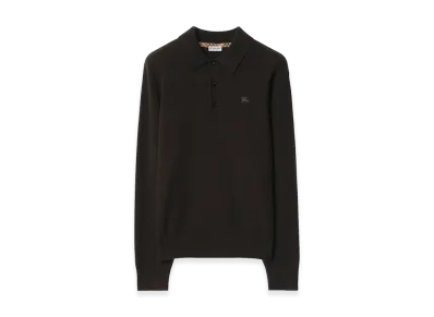 Burberry Dark Stretch Cashmere Blend Polo Shirt "Brown"