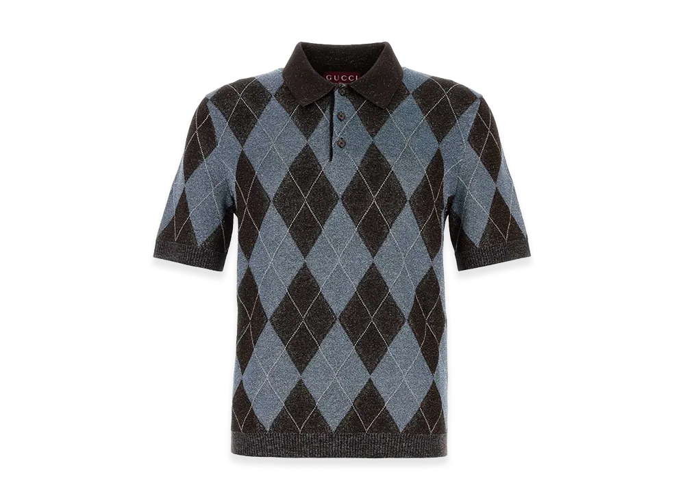 GUCCI Embroidered Wool Blend Polo Shirt "Printed"